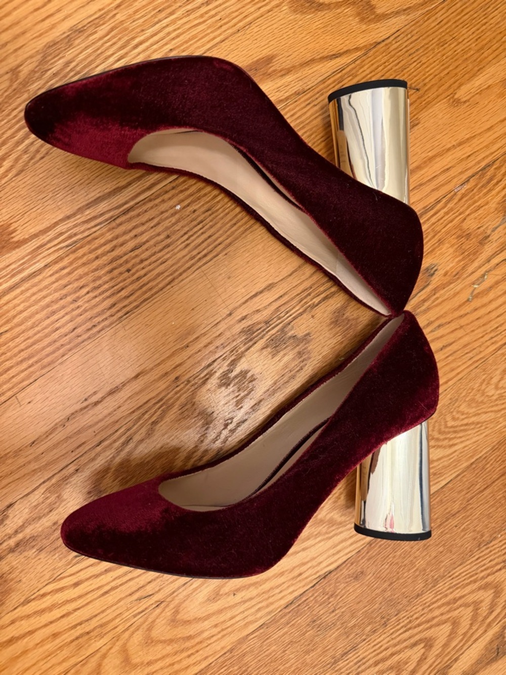 Kate Spade Burgundy Velvet Pink Rhinestone Encrusted Round-Toe Pumps - Picture 6 of 6